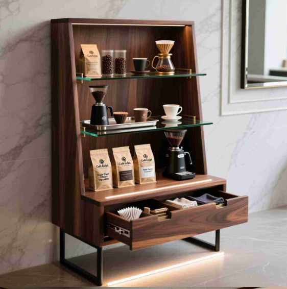 coffee display shelf